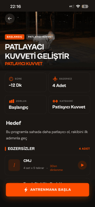 Patlayıcı Kuvvet program detayı